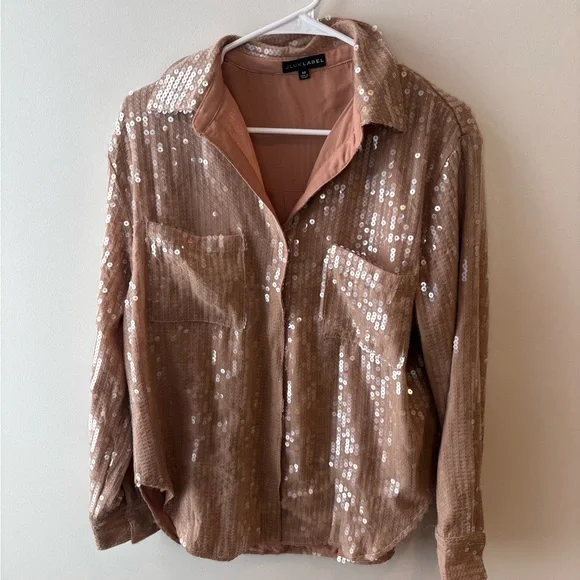 NWT JLUXLABEL Shimmering Tan Sequin Set - Picture 2 of 10